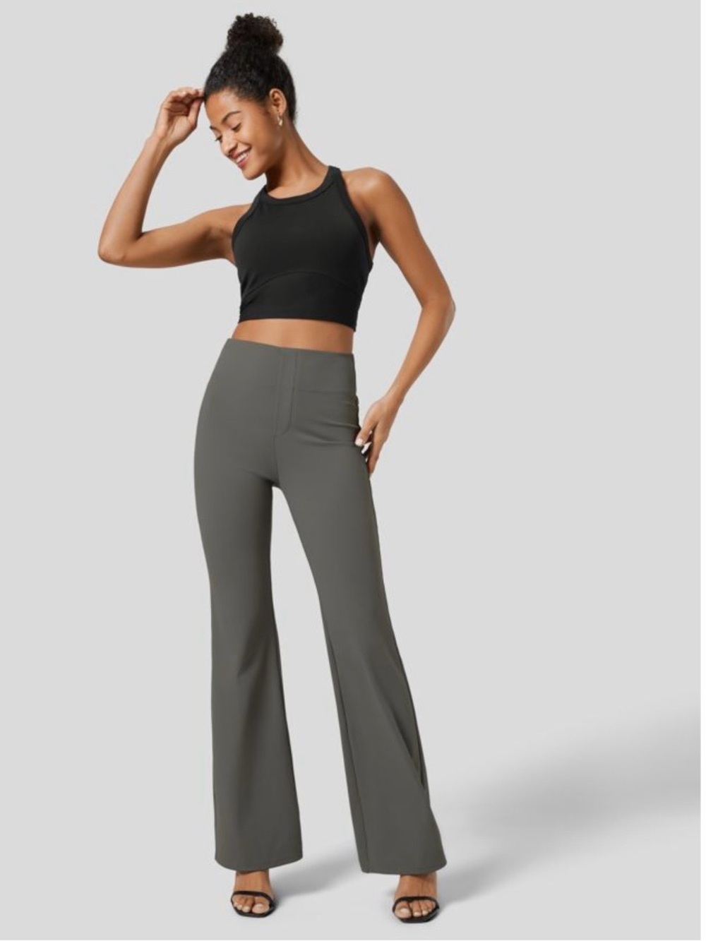 Halara Flex High Waisted Back Side Pocket Slight Flare Work Pants - Picture 7 of 9